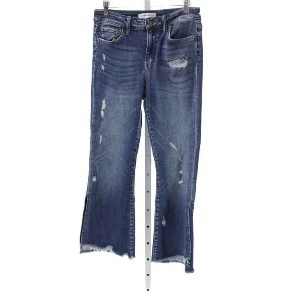 Flying Monkey Women Cropped Blue Jeans Mid Rise Cotton Blend Inseam 26 Size 28